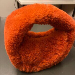 ZARA Orange faux fur top handle bag